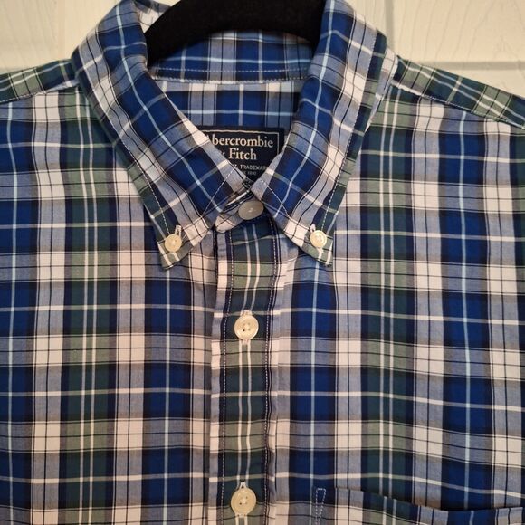 Abercrombie & Fitch Button Down Shirt Mens‎ Small Blue Green Plaid Preppy - Picture 1 of 11